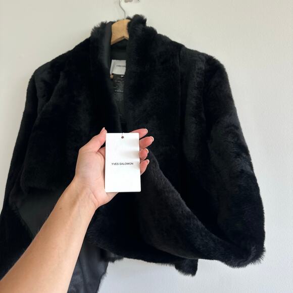 Yves Salomon Draped Lacon Lamb Leather Open Jacket Black 34 NWT - Picture 8 of 10